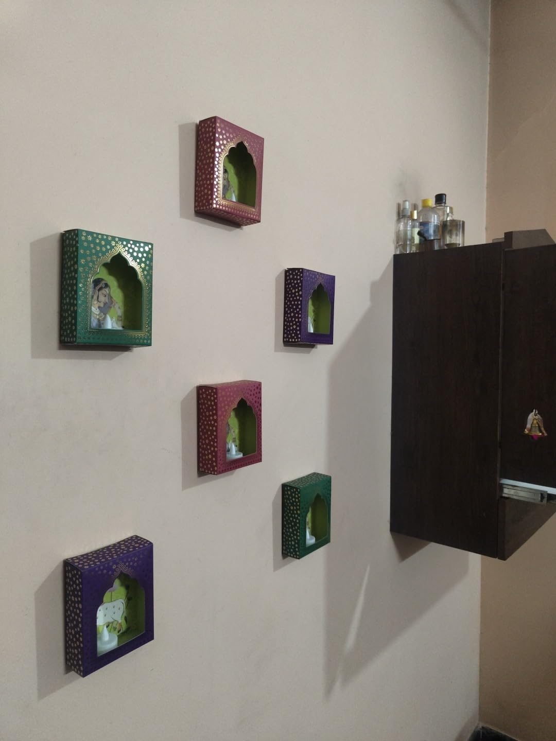 Buy CraftVatika Jharokha Diyas Set of 6 with LED Candle Diwali