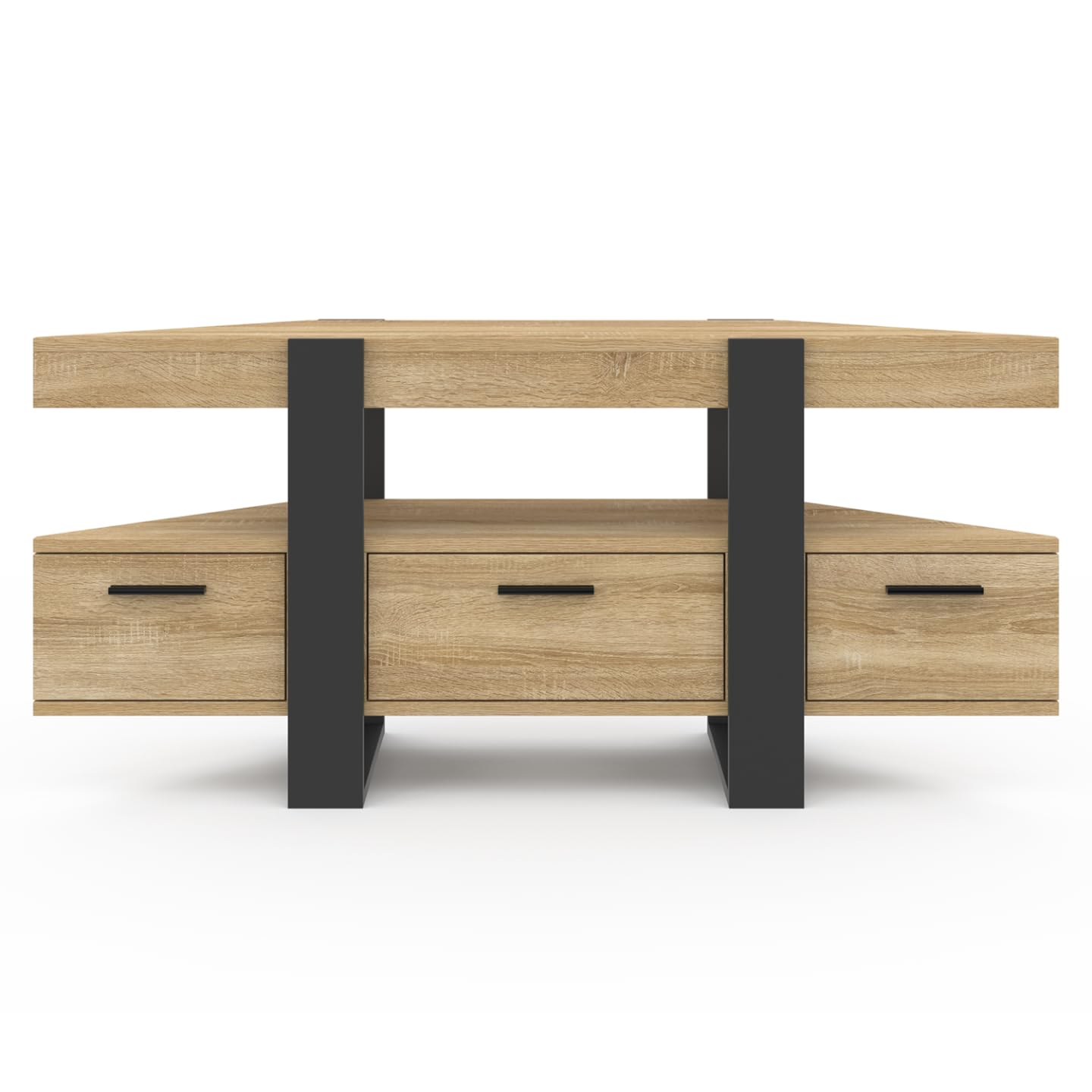 IDMarket Phoenix - Mueble para TV (110 cm, esquinero con cajón, madera y negro), color negro