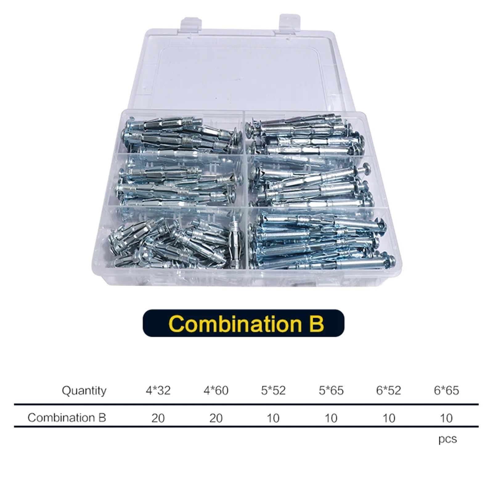 Tacos de expansión Kit surtido de pernos, anclajes for paredes huecas, perfectos for fijar paneles yeso, placas y a o techos (kit surtido)(Assortment B(80pcs))
