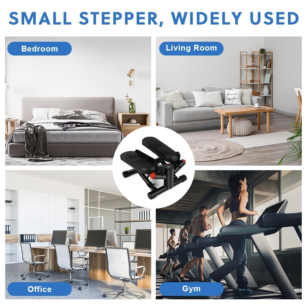 Flintronic Swing Stepper, mini stepper 2 w 1, stepper do góry w dół, stepper z paskami treningowymi i wyświetlaczem LCD, Stepper Fitness do treningu fitness Cardio nogi brzuch biodra, dom siłownia