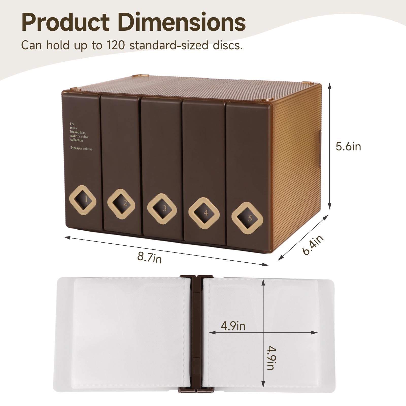 Generisch CD-Hülle, Standard-Kunststoff-Single-Jewel-Case für 120 Discs, staubgeschützte DVD-Disc-Aufbewahrungsbox, stabile stapelbare Aufbewahrungs- und Schutzbox für Discs, für Zuhause und Büro
