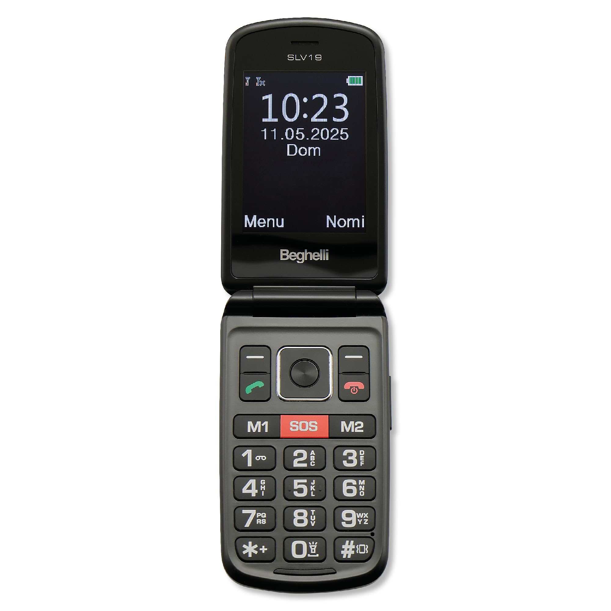 Beghelli Telefono Salvavita per Anziani, Salvalavita Phone SLV19N ECO - Telefono Cellulare GSM con Tasto SOS, Tasti Grandi Retroilluminati, Display 2.8”, Fotocamera, Torcia, Radio FM (Colore Nero)