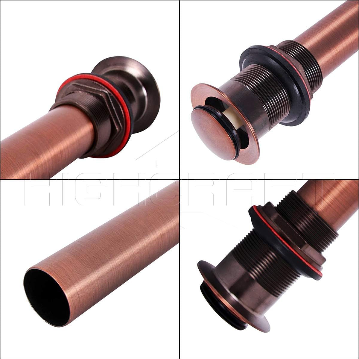 Highcraft R1034 Vessel Sink Drain Strainer Pop Up Drain Assembly without Overflow, Bathroom Faucet Vanity Sink Stopper Oil Rubbed Bronze