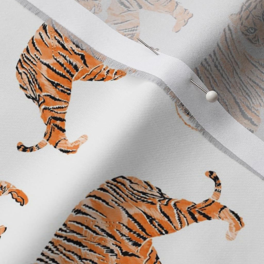 Spoonflower Fabric - Watercolor Tiger Circus Cat Lion Printed on Organic Cotton Sateen Fabric by The Yard - Sewing Quilting Apparel Home Decor