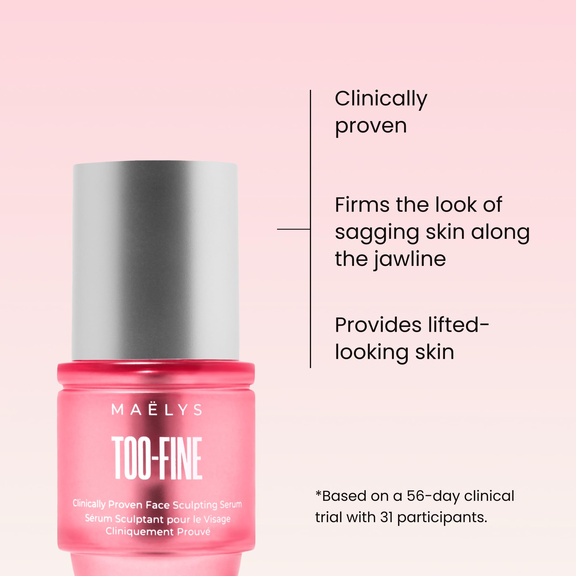 MAËLYS TOO-FINE Face Serum for Women - Firming Anti-Aging Serum with Glaucine & Bacillus Ferment - Helps Lift the Look of Sagging Skin on Jawline, Cheekbones & Under Eyes (15 mL)