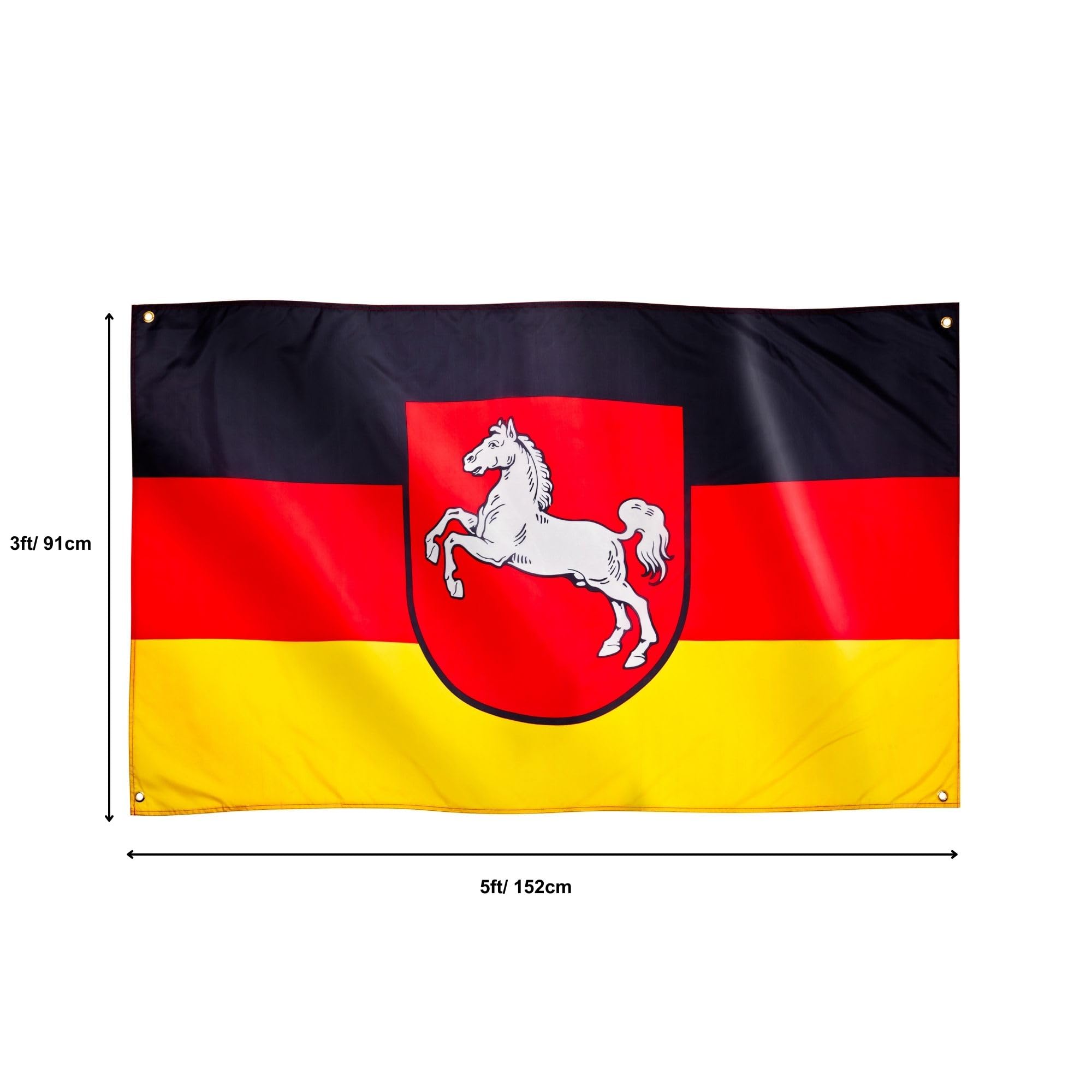 Runesol Lower Saxony Flag, 91x152cm, 3ft x 5ft, Lower Saxons Flag, 4 Grommets, Eyelet in Every Corner, German Region - Image 2