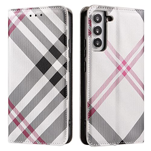 KVIBEO Coque pour Samsung Galaxy S23 Ultra/S23 Plus/S23, Portefeuille Étui Housse avec Fonction De Support Et Entes Cartes Antichoc Magnétique Cover,Blanc,S23