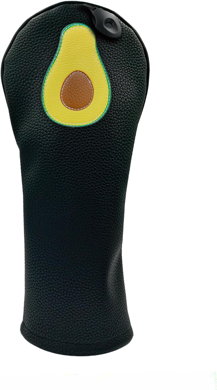 Avocado PU Leather Golf Club Covers Driver Headcovers Fairway Woods Hybrid Protector with Interchangeable Number Tag