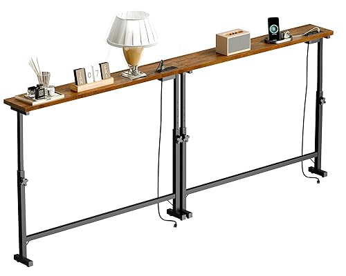 2 Pack 79" Behind Couch Table with Adjustable Height Narrow