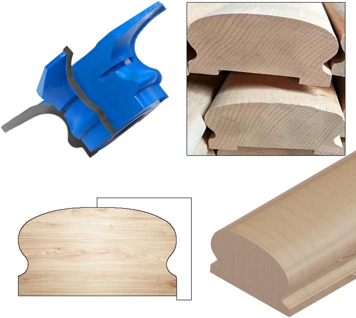 Handrail Shaper Cutter Carbide Tipped with 4-wing, Customizable diff types of shape base on wooden widths and heights with Bore 3/4" 1" & 1-1/4" Heavy-Duty Woodworking