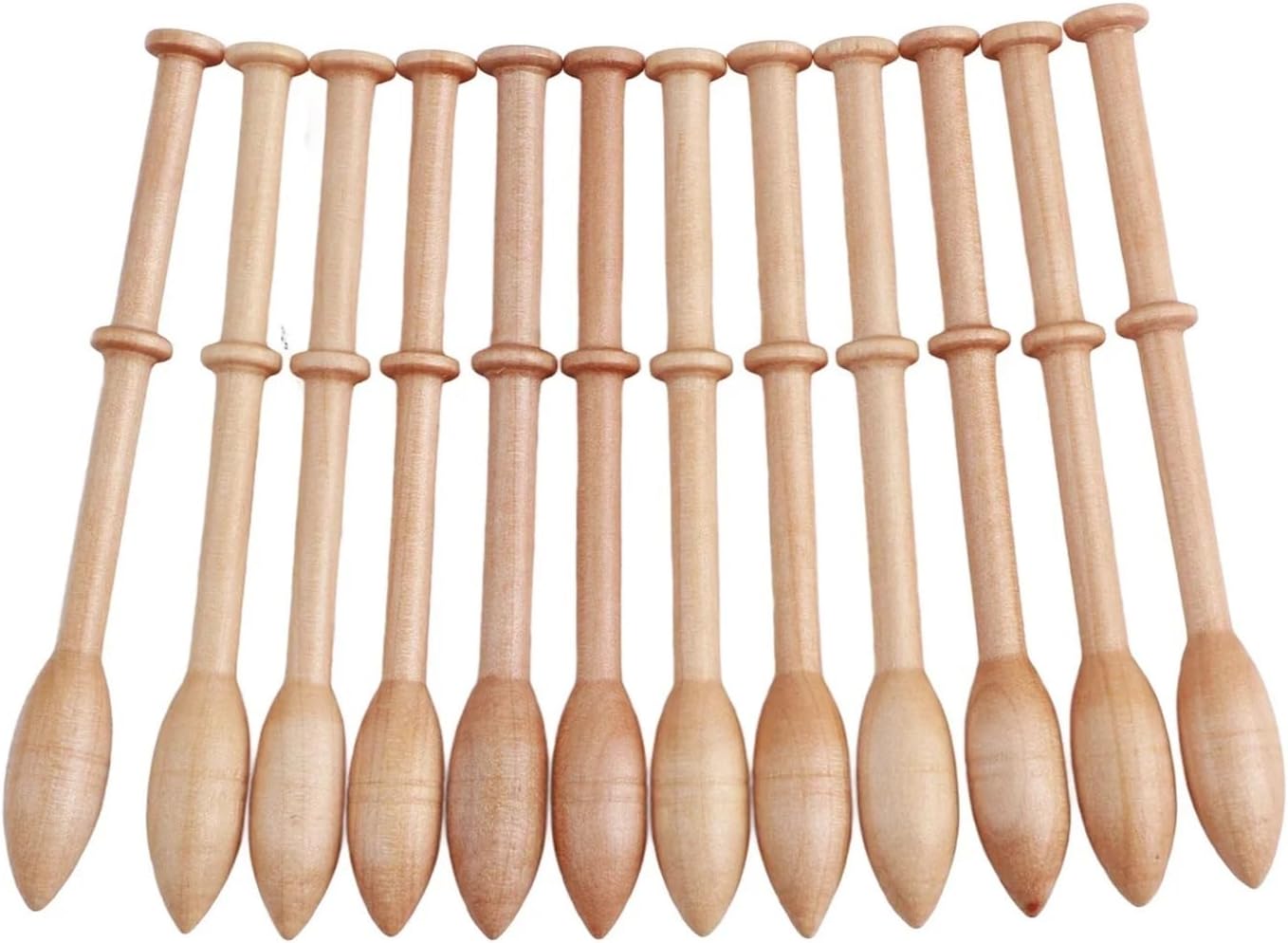 Bobbin Lace Kit 12 Pcs Lace Bobbin Wooden Antique Vintage French Artisan Craft Turned Wood Weaving Tools