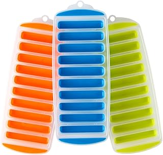 Lily's Home Silicone Narrow Ice Stick Cube Trays with Easy Push and Pop Out Material, Ideal for Sports and Water Bottles, ...