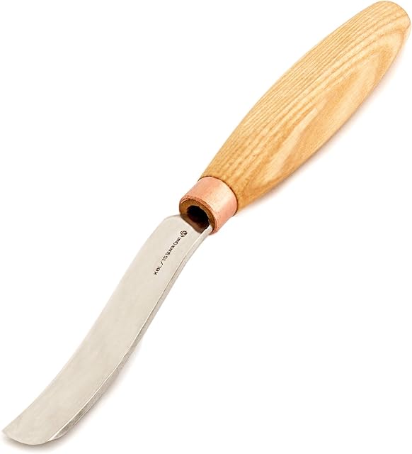 BeaverCraft Wood Spoon Carving Gouge Compact Chisel K6L/15 Wood Carving Tools Bowl Carving Carbon Steel Blade Wood Handle Radial Gouge Knife Hard and Soft Woods (Compact Bent Gouge K6L/15)