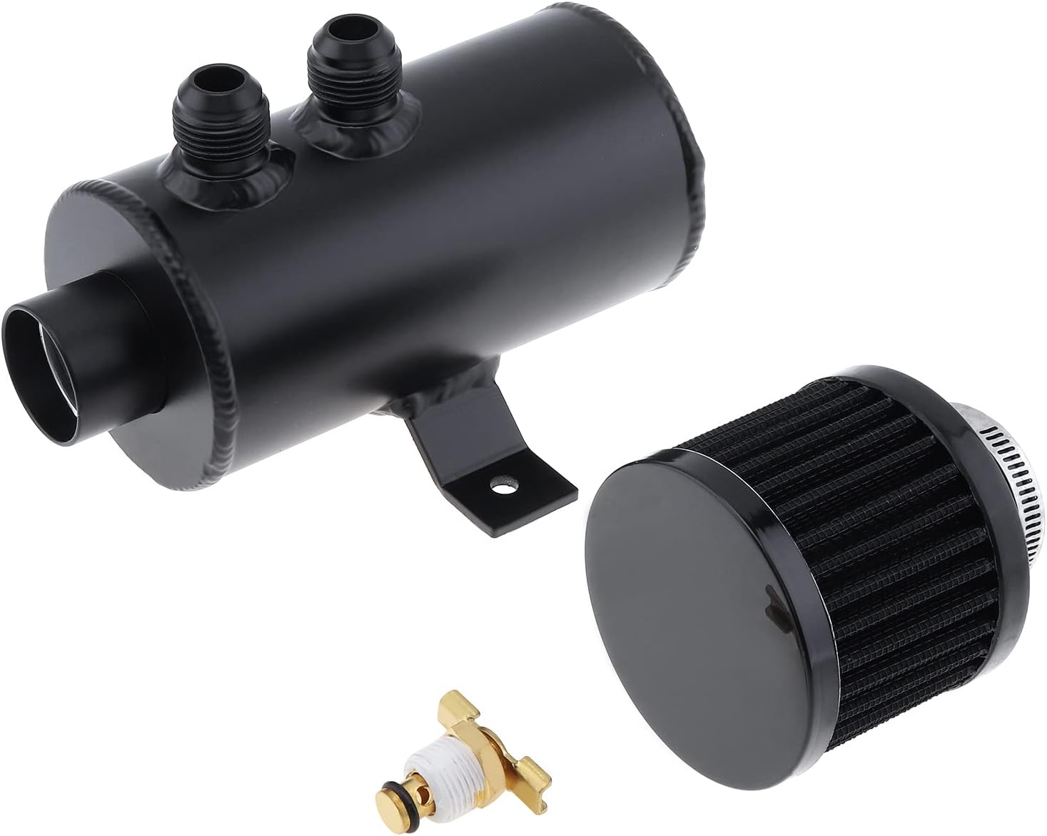 10AN Baffled Oil Catch Can, Universal 750ml Aluminum AN10 Oil Catch Can Exhaust Reservoir Tank with Breather Filter, 0.75L Oil Breather Tank