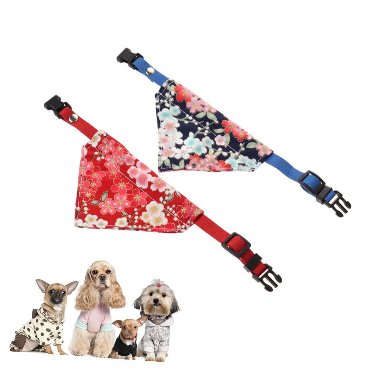 FOMIYES Lot De 3 Foulards Bandanas Réglables pour Chiens Accessoire Élégant pour Animaux De Compagnie 2 Pièces X 3