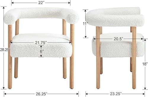 Miniatura 2 de Mid-Century Modern Dining Chairs Set of 4, Armrest Barrel Dining Chairs Side Accent Chairs with Curved Back, Upholstered Wood Armchairs for Kitchen,