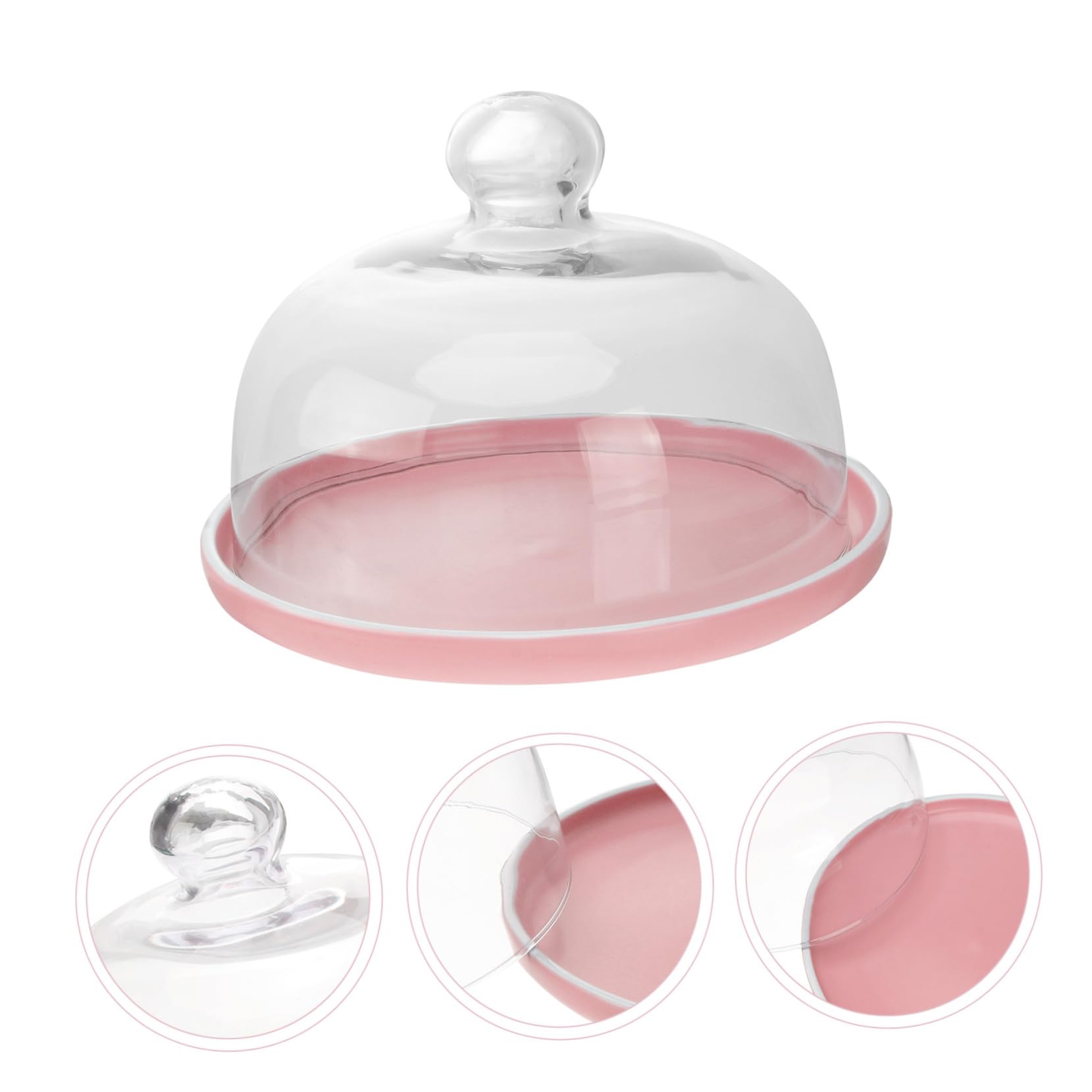 Rundes Desserttablett mit Deckel, 1 Satz aus Keramik und Glas