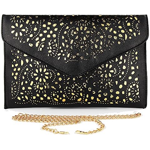 Women Wedding Party Purses Shoulder Bag Evening Day Clutch Bag, Black T3, S Cover
