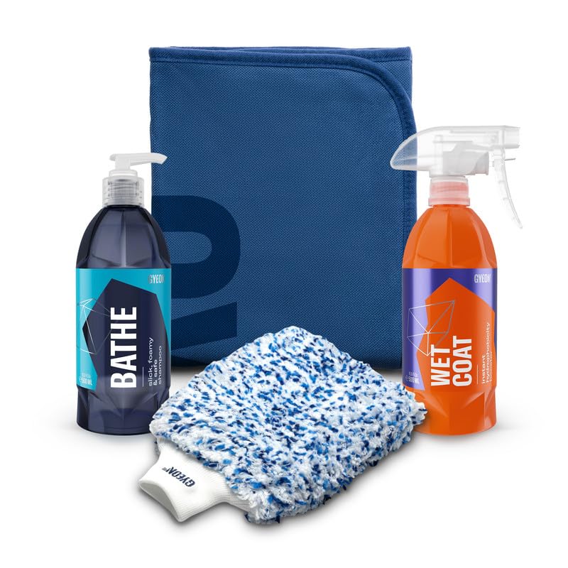 Image of GYEON Wet Coat Kit - Hydrophobic Ceramic Spray Coating for Cars - High Gloss Solutions for Your Car Paint Wheels and Glass - Spray On Rinse Off Easy DIY Use Formula