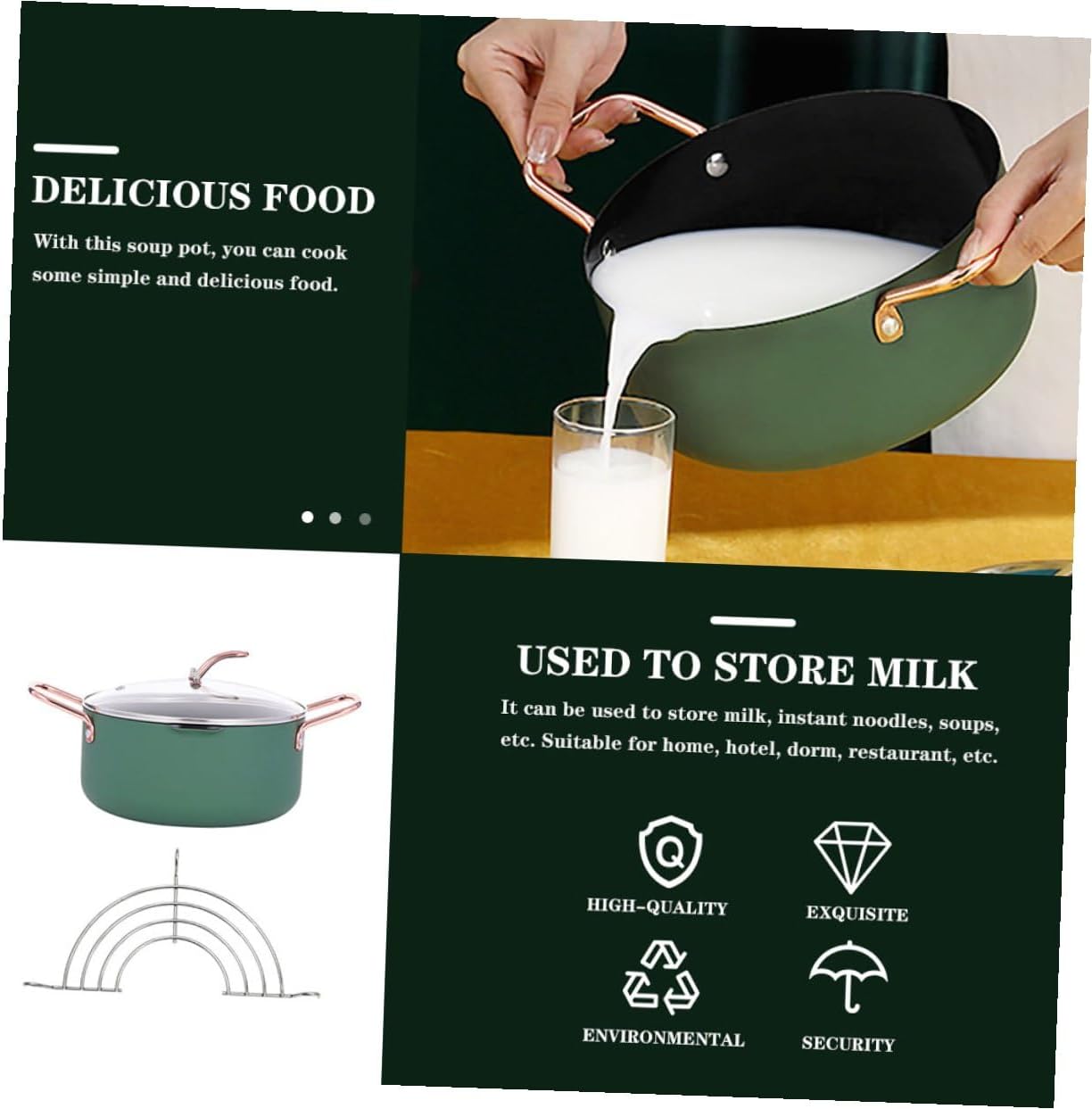 Toyvian Non-stick Food Cooking Pot and Deep Soup Stockpot with Frying Rack, 20cm Multifunctional Kitchen Cookware for Food Preparation and Home Use Random Color