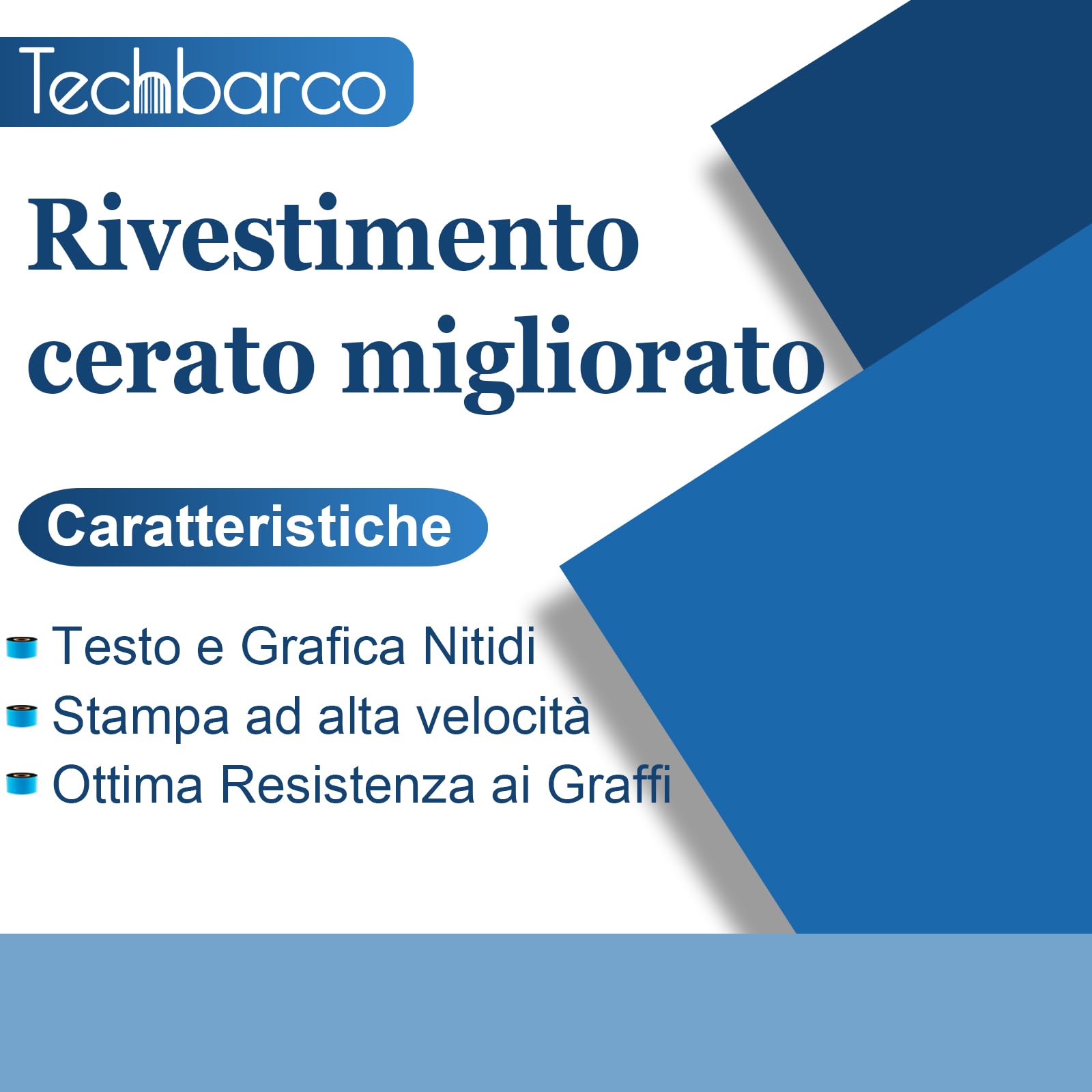 6 rotoli di nastro a trasferimento termico in cera migliorata di alta qualità, 4,33" x 984' (110 mm x 300 m), nero, per stampante di codici a barre industriali, compatibile con Zebra, TSC, GoDex