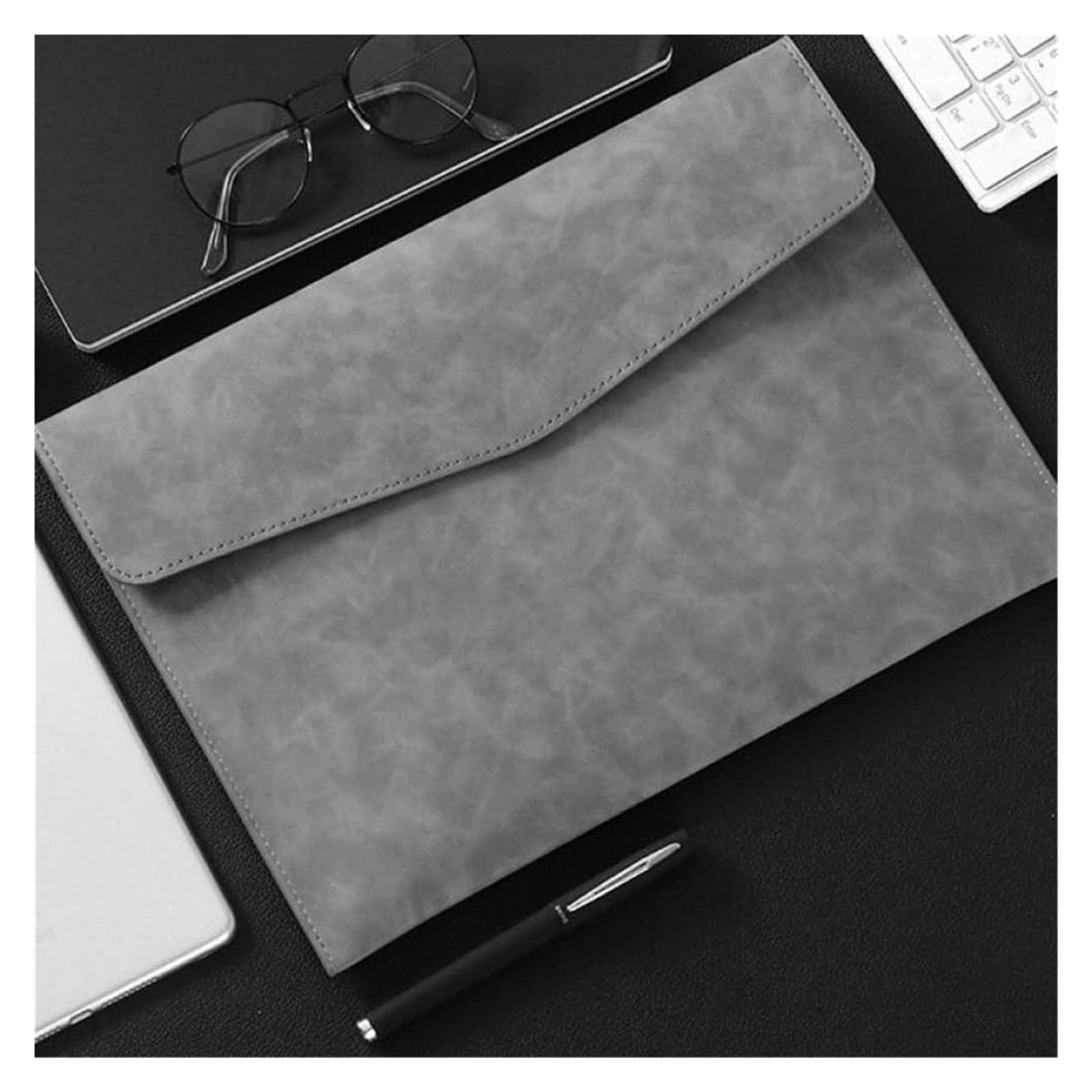 Portabuste in pelle PU Cartella portadocumenti in pelle A4, cartella da lavoro multicolore, 330x240 mm, confezione da 3(Grey)