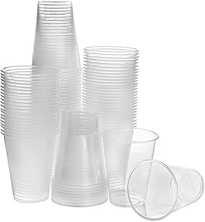 TashiBox 12 oz clear plastic cups - Disposable cold drink party cups (200)
