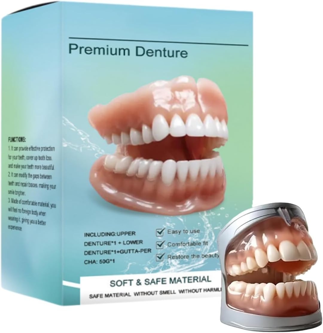 sepremium Full Dentures High Quality Full Denture Set Premium Full Dentures High Quality Custom Prostheses Dentures Set Natural Fit Soft and Comfortable Unisex Pack of 1