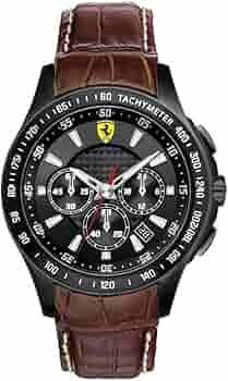 SCUDERIA No.100〜No.145 Ferrari Scuderia Chronograph Black Dial Brown Leather Mens Watch