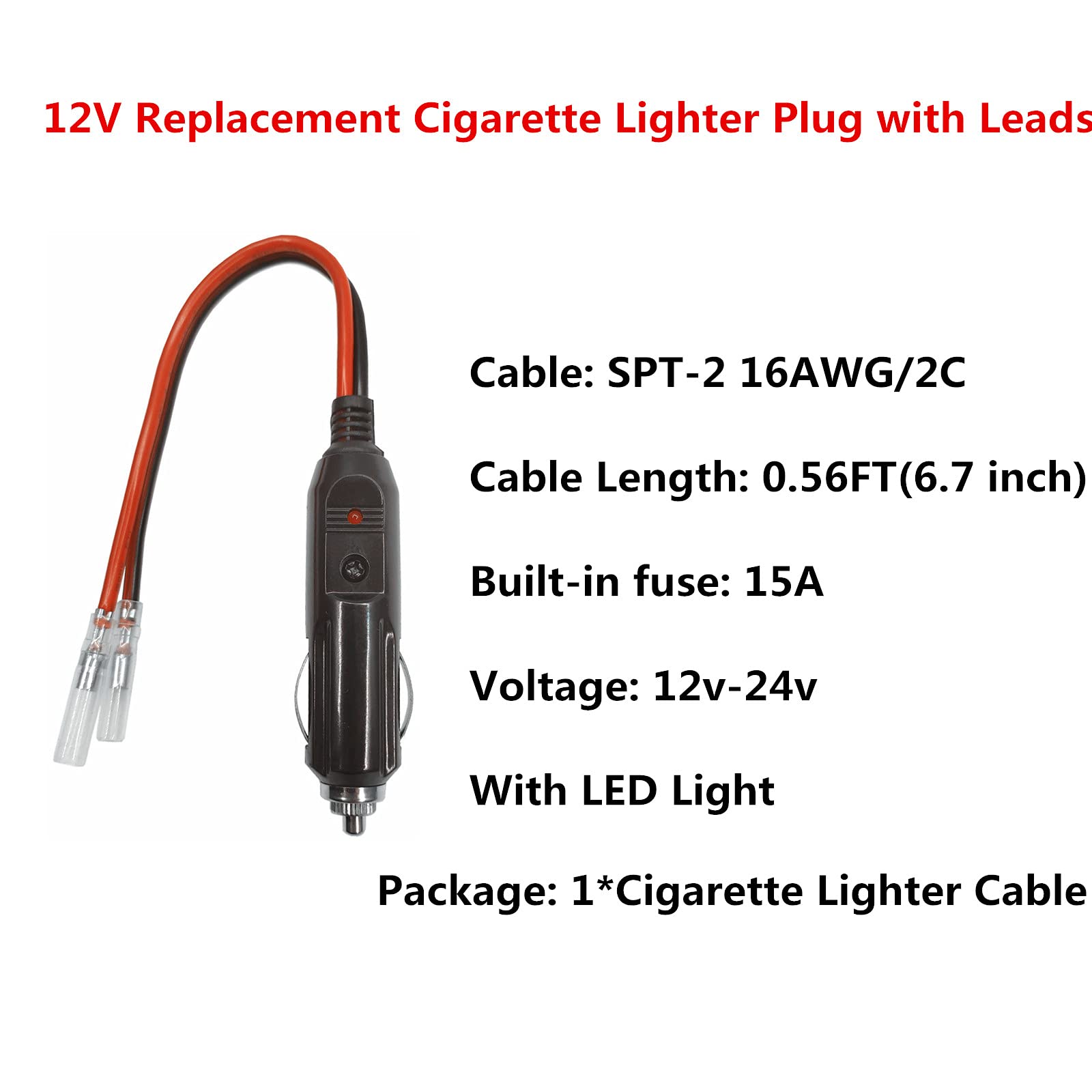 Prolunga Presa Accendisigari Auto 12V-24V Con Cavo E LED: Universale Per Accessori