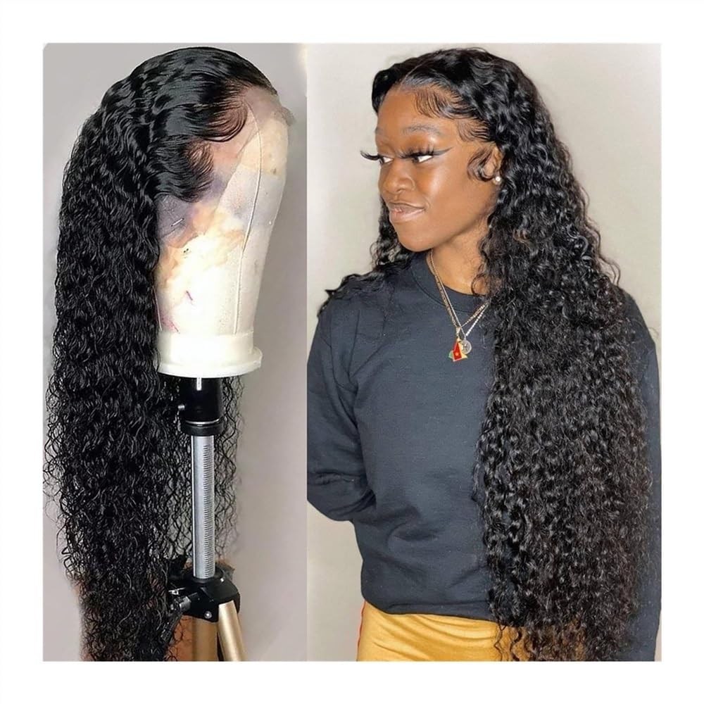 Parrucche Frontali In Pizzo Riccio 360 Capelli Umani 16-38" In Trasparente Senza Colla Parrucca In A Onde Profonde For Bambini In Brasiliani Remy(30inches)