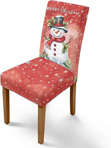 Rnyleeg Juego de 1 fundas de asiento de Feliz Navidad para sillas de comedor, fundas elásticas suaves y cómodas para sillas de comedor con estampado