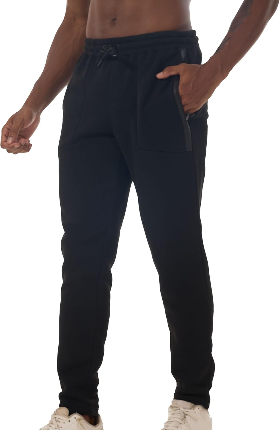 Men's Fleece Joggers with Zipper Pockets Athletic Pants Traning Track Pants Sweatpants for Hiking, Travel - Image 4