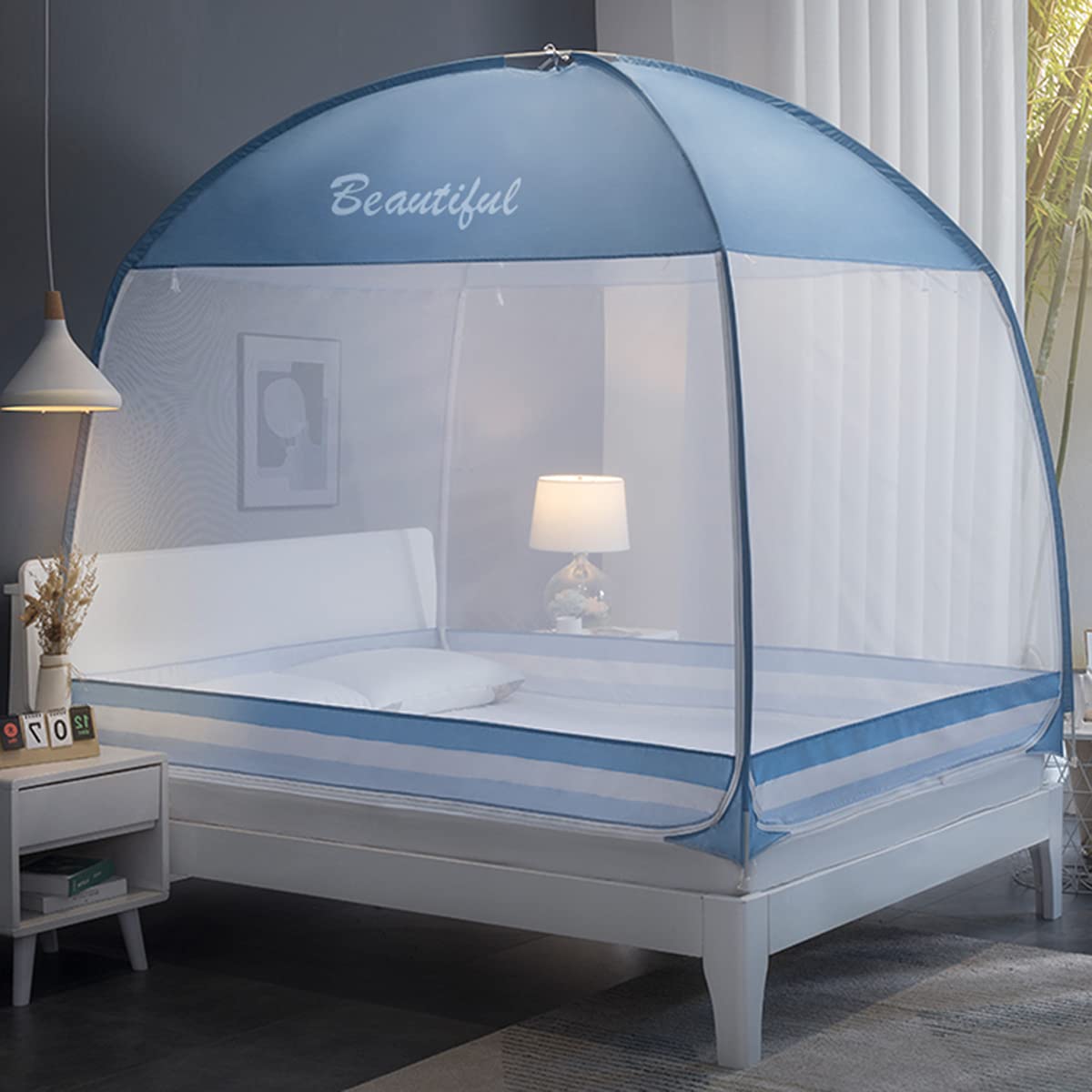 Anti Mosquito Yurt Tent for Bed, Portable Bedroom with 3 Zipper Doors - Free Standing Canopy for Outdoor Baby Kids Adult - Easy Installation