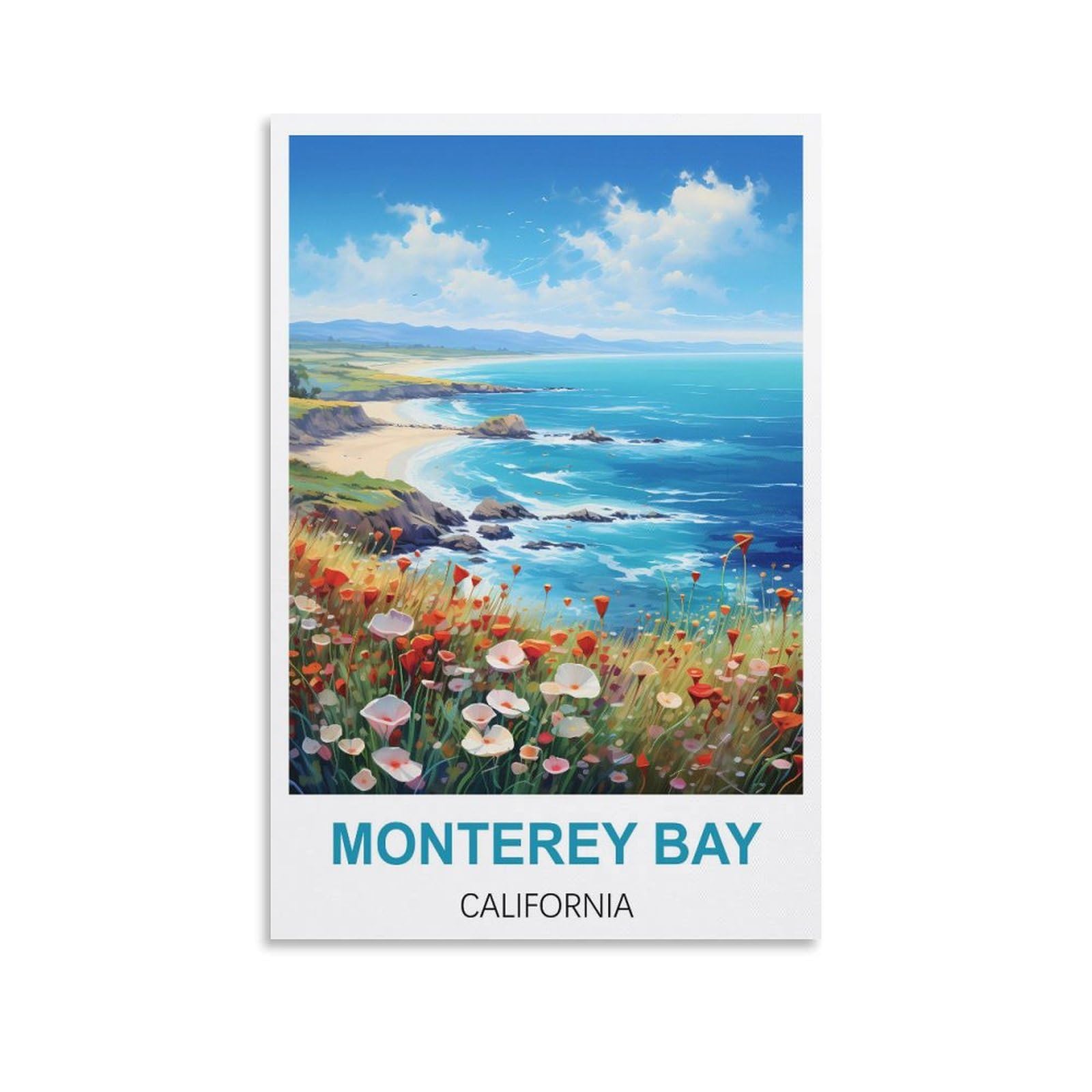 Metal Tin Sign,Monterey Bay California,Art Plaque Poster Wall Decor for Home Tool Room Bar Club Restaurant Cafe 30x40cm