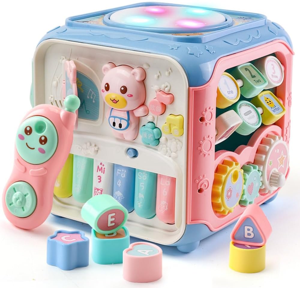 Early Childhood Education Children's Toys, Six Sided Drum, Digital House Shaped Building Blocks, 1-3 Year Old Baby Games, Cultivate Baby's Logical Thinking And Coordination Ability