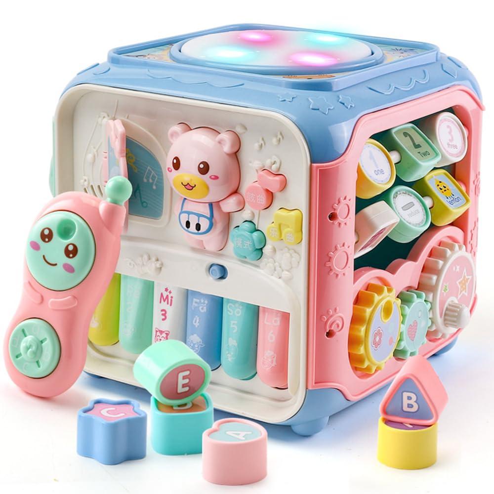 Early Childhood Education Children's Toys, Six Sided Drum, Digital House Shaped Building Blocks, 1-3 Year Old Baby Games, Cultivate Baby's Logical Thinking And Coordination Ability