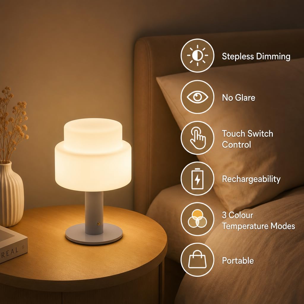 LED Tischleuchte Akku 5W Tischlampe Kabellos USB Aufladbar Dimmbar (Blau)