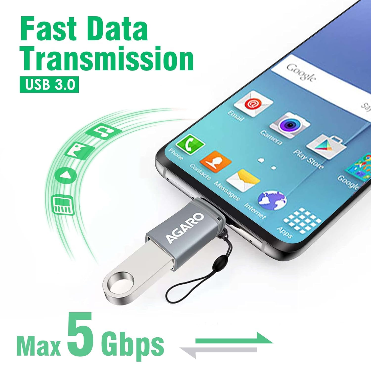 AGARO Blaze USB 3.0 to Type C OTG Adapter, Compatible with Thunderbolt to USB Adapter, Laptops Including MacBook Pro, Air and All Type-C Devices, Portable and High-Speed Data Transfer — Amazon image 3