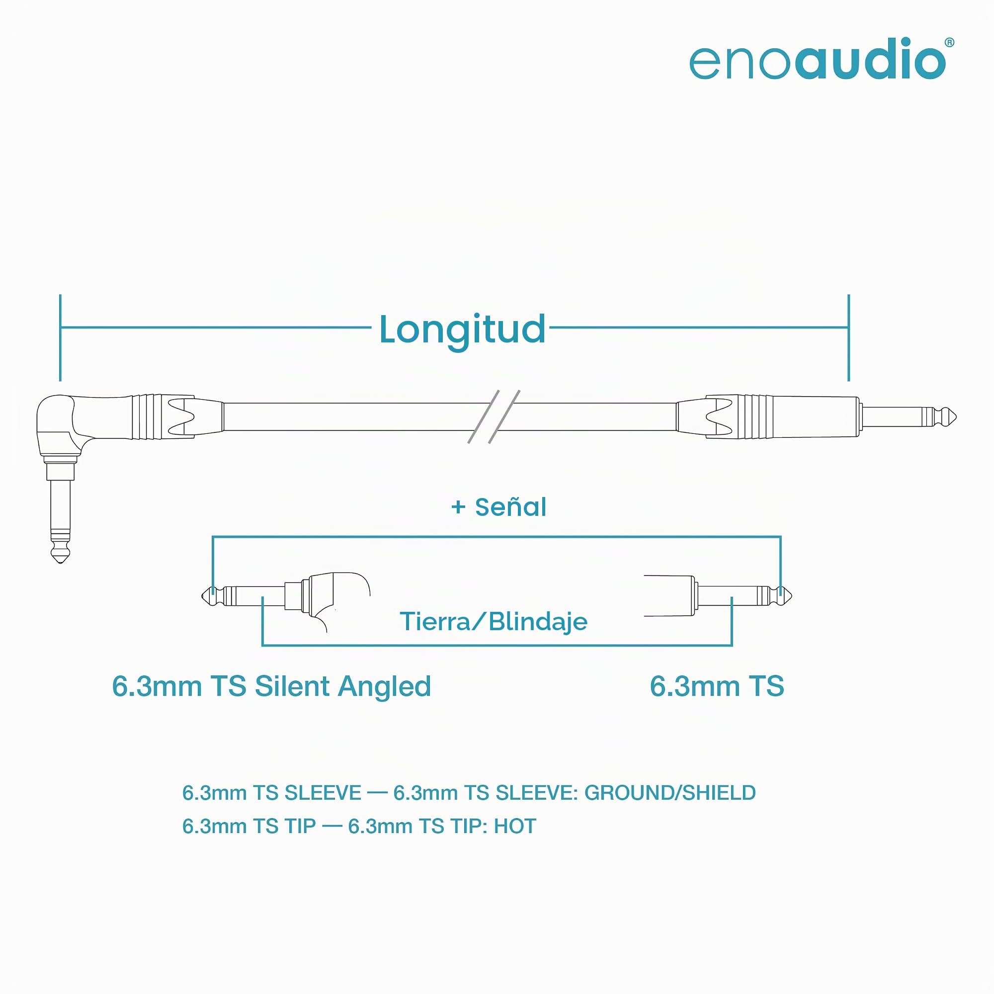 enoaudio Mogami 3368 Cable Guitarra/Bajo profesional | Neutrik Silent Switch TS-L – TS | HiFi - 3,0 m