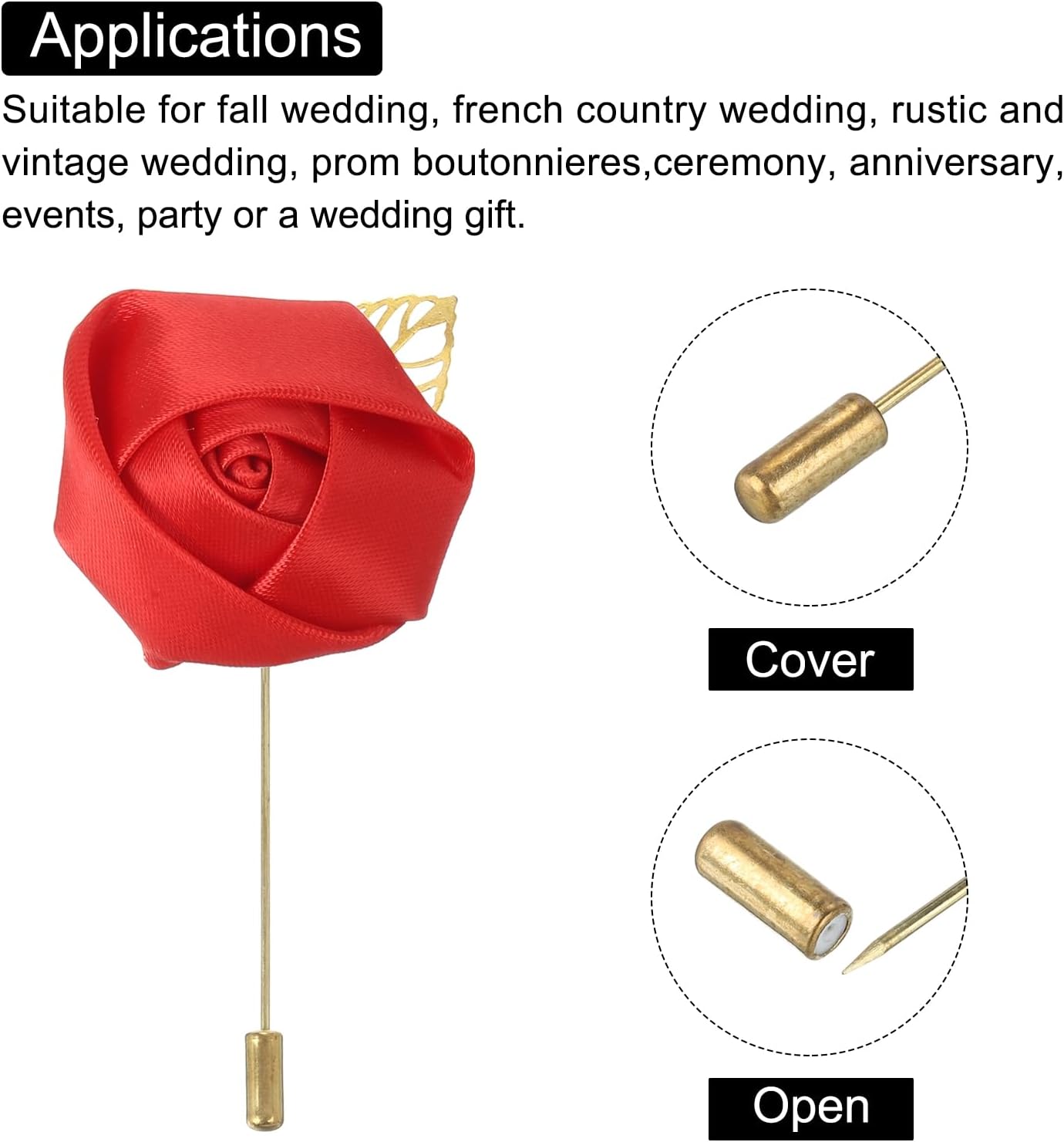 MECCANIXITY Groom Boutonnieres Rose Boutonnieres Pins for Men Wedding Ceremony Anniversary Formal Dinner Party