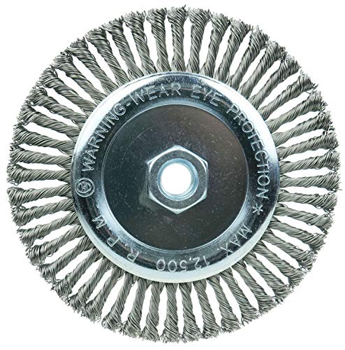 Weiler 36225 Wolverine 6" Knot Wire Wheel, Stringer Bead Twist, 0.020" Steel Fill, 5/8"-11 UNC Nut, Made in The USA (Pack of 10)