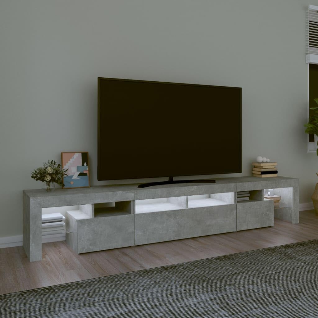Mueble de TV con Luces LED Gris hormigón 230x36,5x40 cm