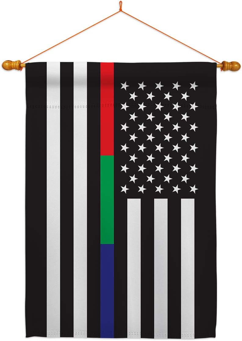 US Thin Blue Green Red Line House Flag First Responders Police Cop Law Enforcement Sheriff Officer Support Small Decorative Gift Yard Banner Double-Sided Made In USA 28 X 40
