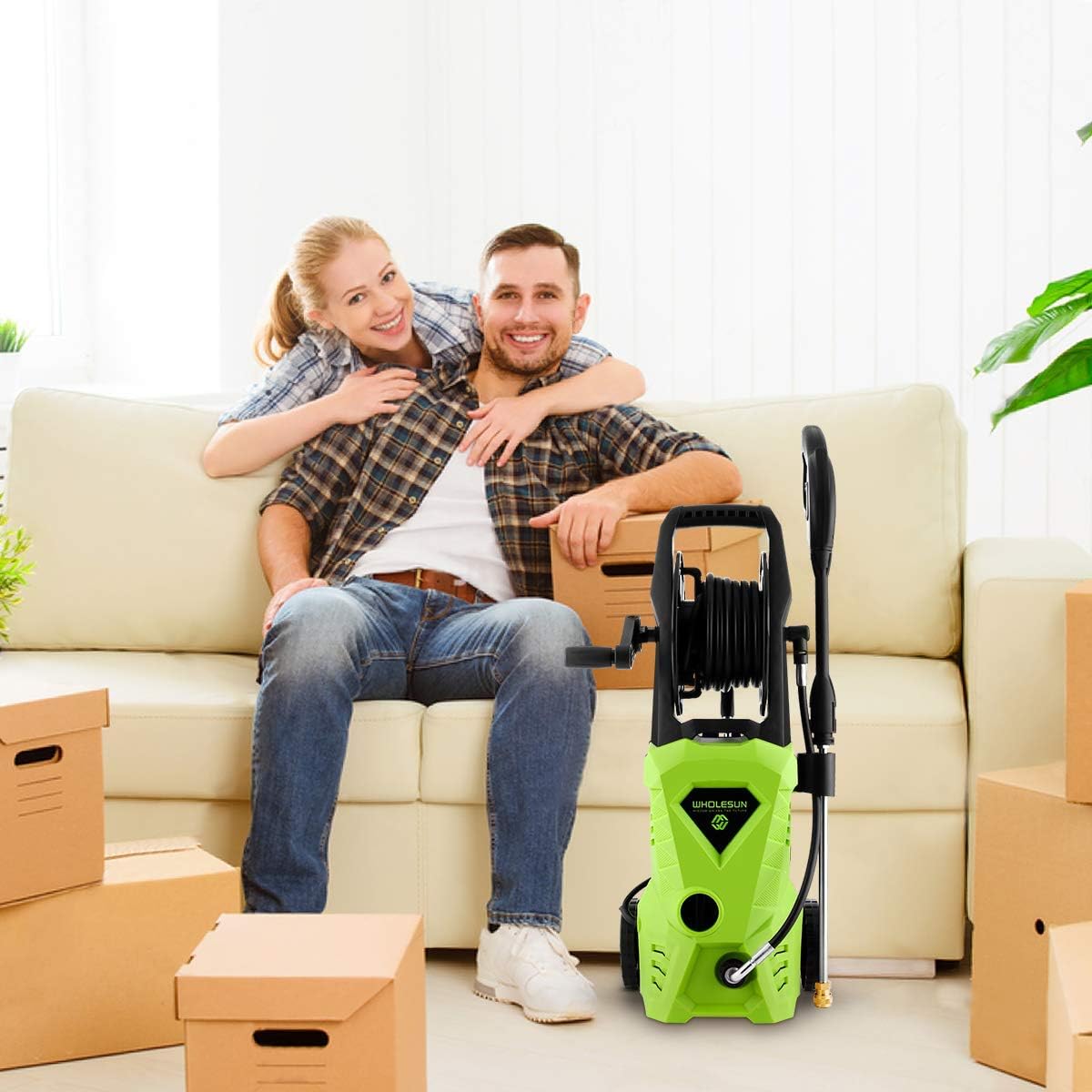 WHOLESUN 3000PSI Electric Pressure Washer 1.8GPM 1600W High Power Washer Machine with Spray Gun & 4 Nozzles (Green) : Everything Else