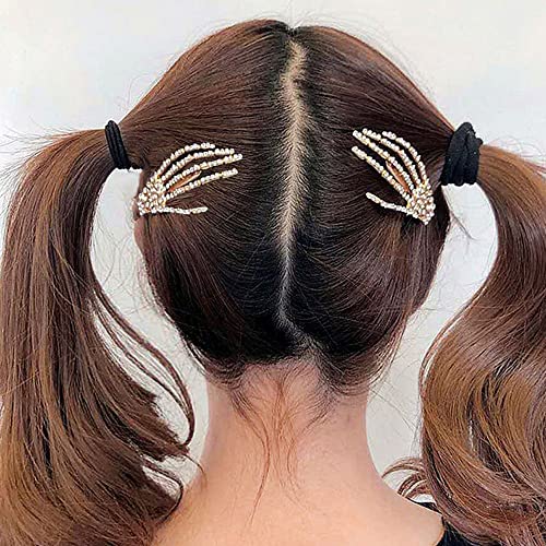 6 Pack Mini Knife Hair Clip Cosplay Gold Skeleton Hands Bone Hair Clips Small Rhinestone Snake Hairpin Hip Hop Tableware Acrylic Halloween Party Hair Accessoriesfor Women Girls #TOP2