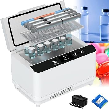 Insulin Cooler Case Double Layer Large Capacity Fridge Cooler - Portable USB Mini Refrigerator for Travel - Keep Meds Chilled - Includes 3*Battery