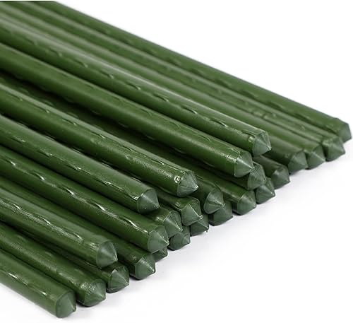 QJL Estacas de jardín de 72 pulgadas6 pies, 25 estacas para plantas, con revestimiento de plástico y tubos de acero, varillas de tomate resistentes