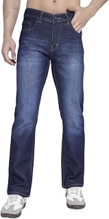 DIVICASA Men’s Jeans Cotton Blend Regular Fit Dark Blue Monkey Whiskar Casual Streetwear Denim Pants Made in India Comfort... Price In India
