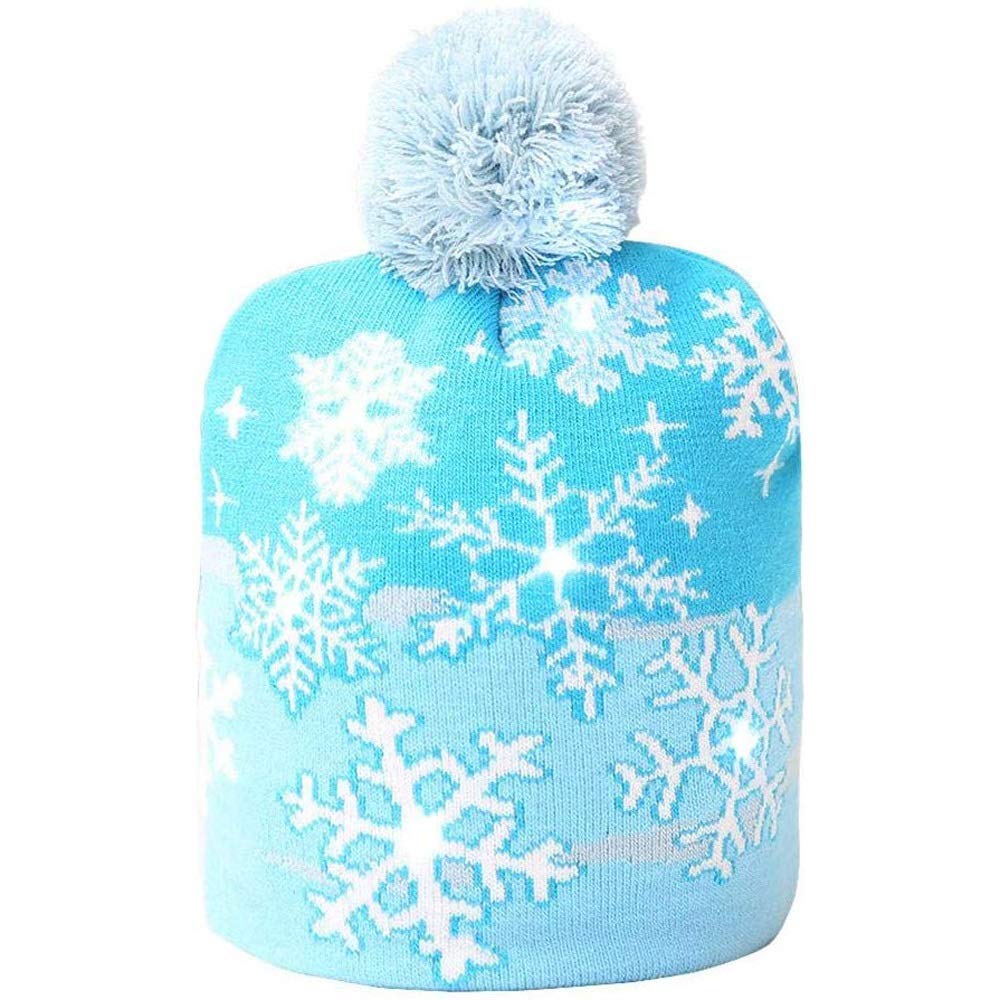 WSJTTWSJTT LED Light Up Hat Beanie Knit Cap,LED Xmas Christmas Hat Beanie, Unisex Winter Snow Hat Sweater Ugly Holiday Hat Party Beanie Cap (Color : D)